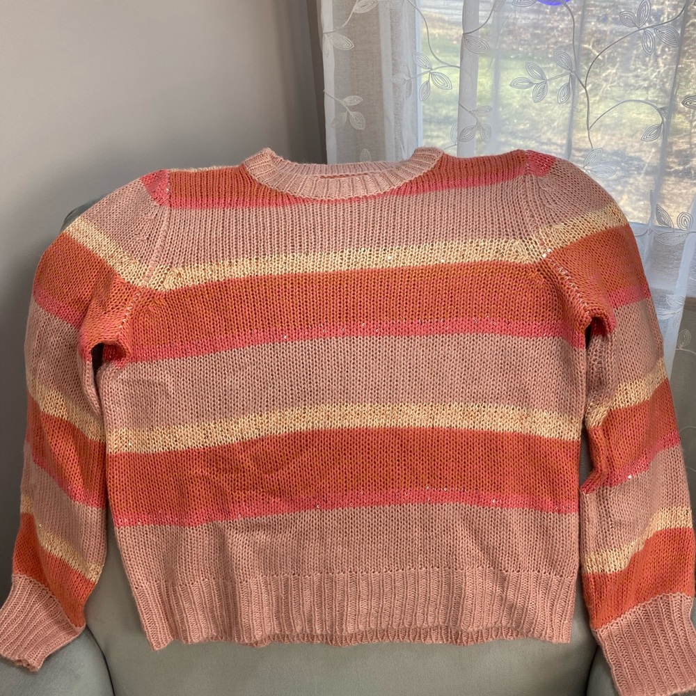 Lauren Conrad sweater NWOT pink, peach, sparkly, long sleeved. size small,soft ￼